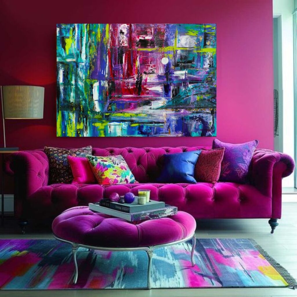 Moonlight kortárs olaj, absztrakt festmény by artedina, abstract oil artwork