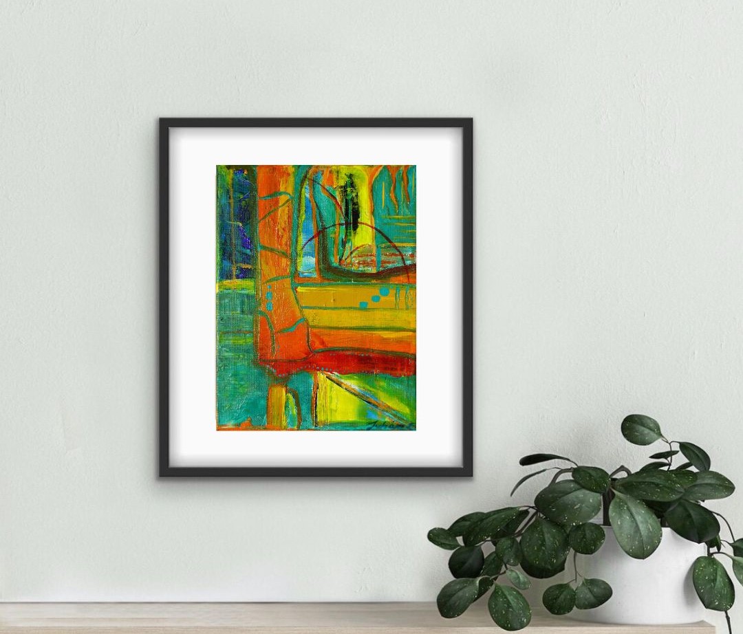 Őszi színkavalkád 2 kortárs akril, absztrakt festmény by artedina, abstract acril artwork